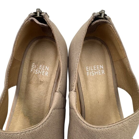 Eileen Fisher Match Leather Cut-Out Booties Tan Womens Size 7.5 - Picture 10 of 11
